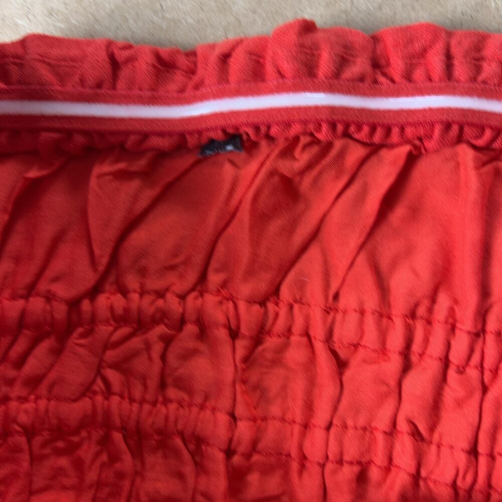 Tank Cropped Womens S Red Square Neck Ruffle Strap Elastic Waist Summer - Picture 4 of 6